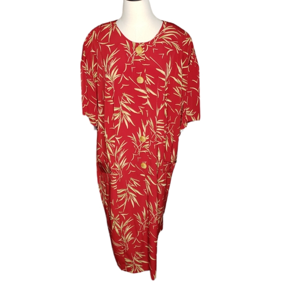 Vintage Tropical Hawaiian Polonesian Karin Stevens Events Vacation Shift Dress